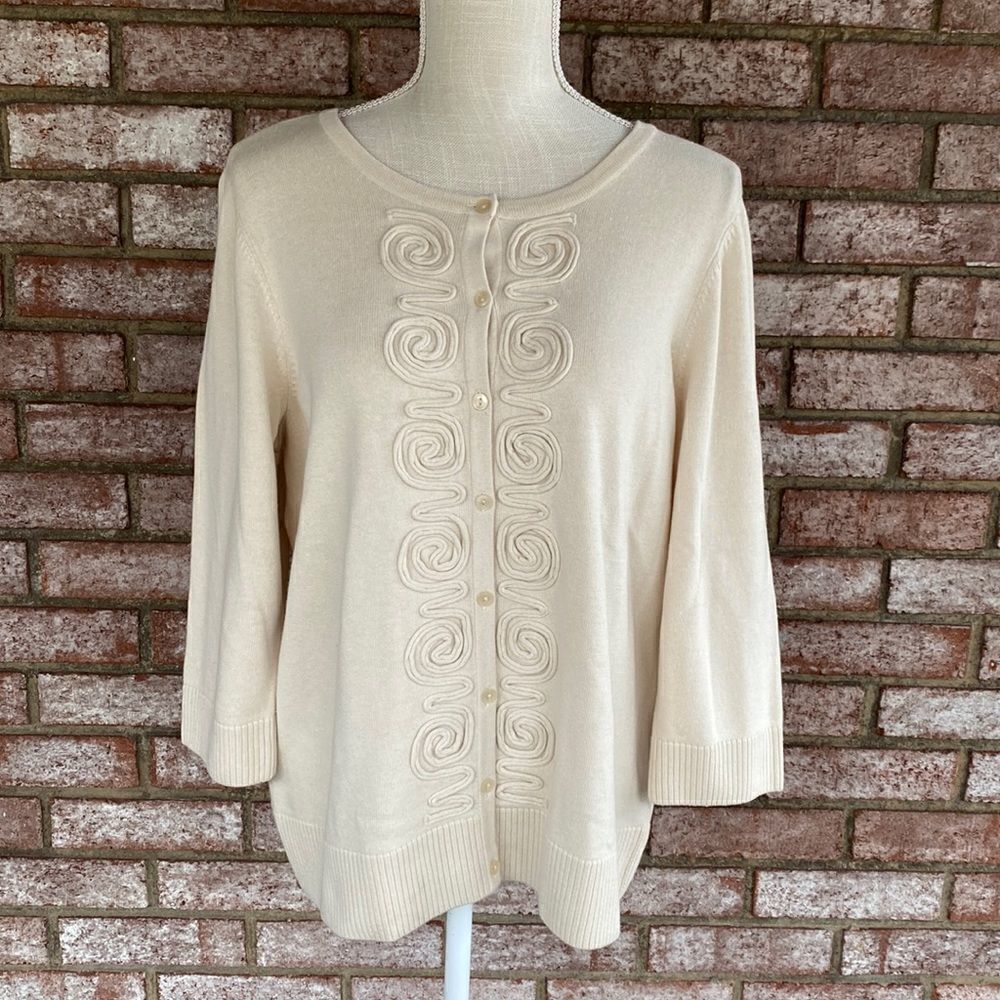 Christopher & Banks Cream Color Button Cardigan Sweater - Size L